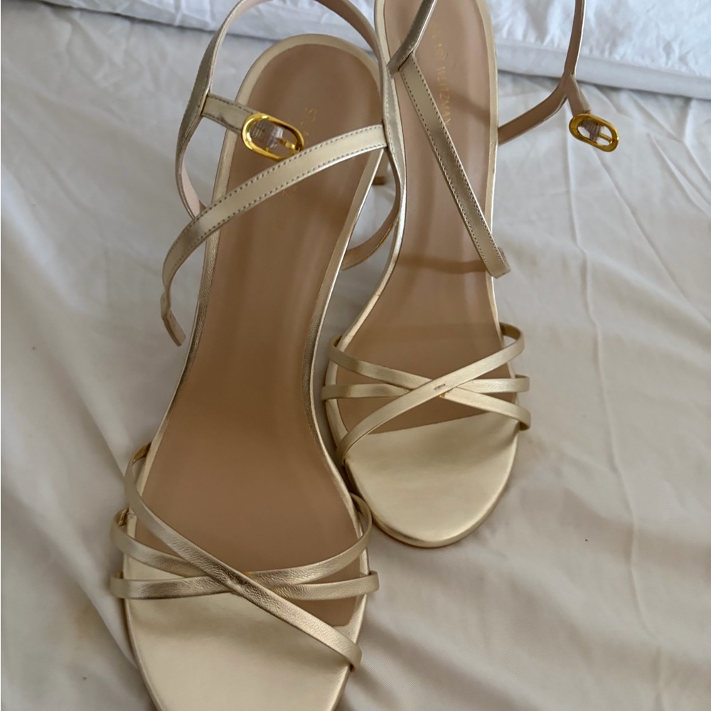 Stuart Weitzman Gold Strappy Heels